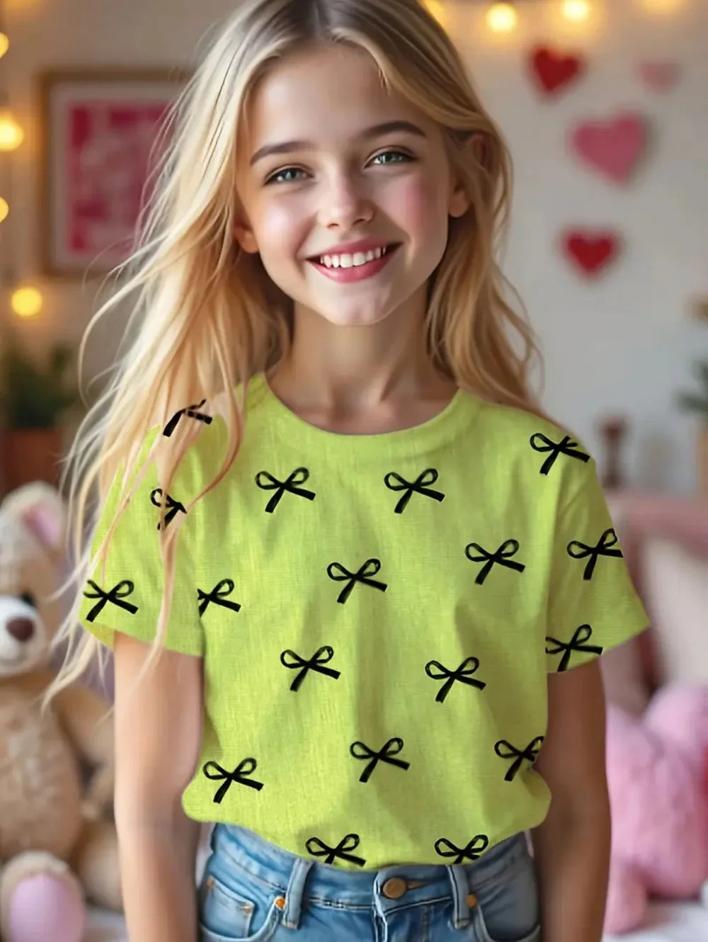 Kids Clothes Children's T-Shirt Girl Short Sleeve Top Cartoon Bow Kawaii Girls Summer Clothes Child T-Shirt Children's Clothing TXS00ZM9