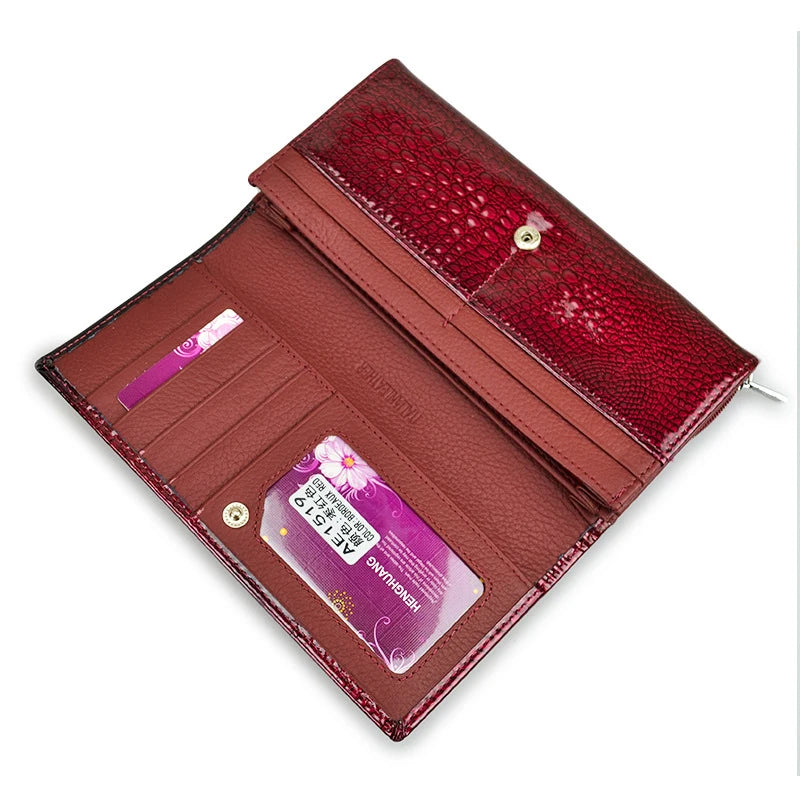 Women Luxury Designer Wallets Fashion Genuine Leather Purses for Woman 2022 Shiny Clutch Bags Long Handbags Wallet Ladies Gift