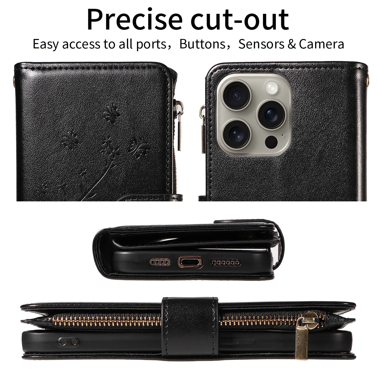 Fashionable Embossed Zipper Phone Case for Iphone 17Air 17 Pro Max17 Pro 17 PU Leather Anti-drop Anti-scratch Wallet-style Cover