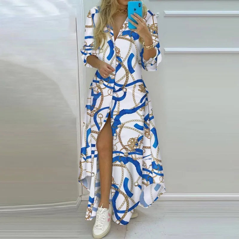 Printed Long Irregular Shirt 11
