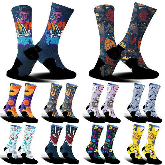 2025 Highway bike socks Skeleton Skateboarding Donut print Cycling socks New comfortable anti slip sports bike socks