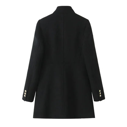 Woolen Coat Fall Fashion Black Long Coat Elegant And Pretty Women's Coats American Retro Autumn Outerwear Urban Coats