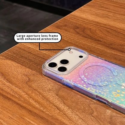 Suitable For iPhone 17pro max case，17 Air ，17Pro Transparent PC +TPU Hard glittery gradient Magnetic protective case