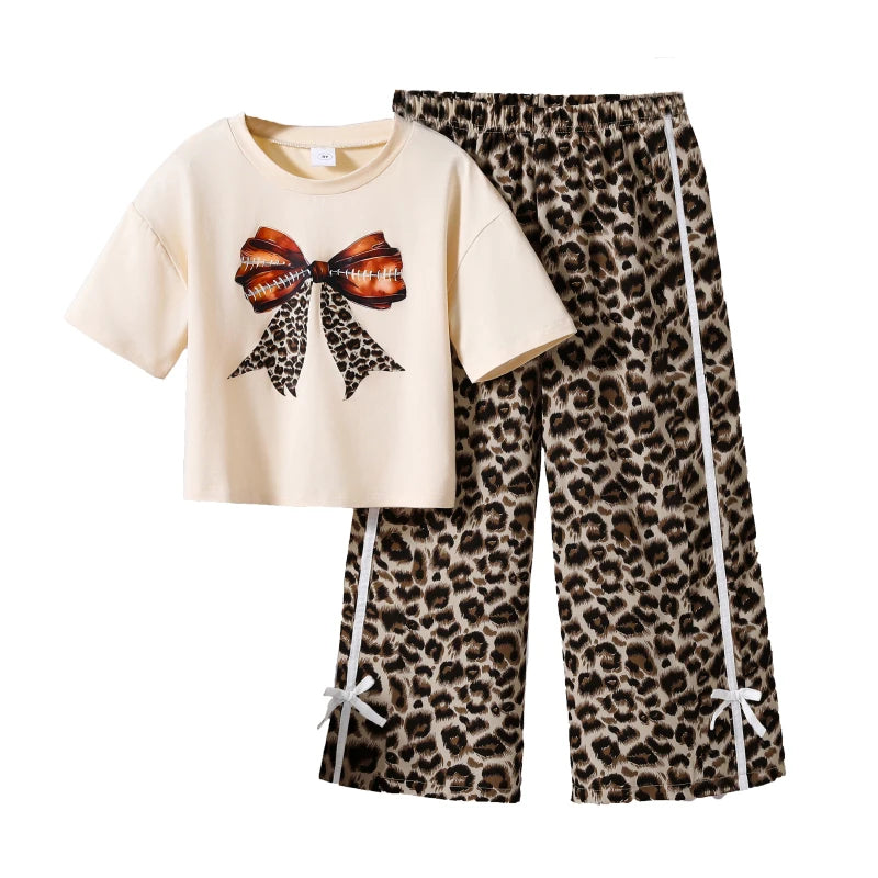 Bow Print & Leopard Pants Outfit