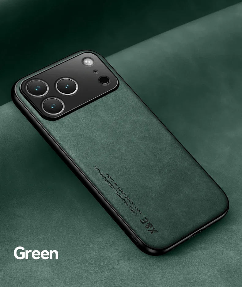 Ultra Thin Luxury Leather Phone Case For iPhone 17 Pro Max 17Air 17Pro 17 Silky Feel Soft Protective Cover For Car Holder green