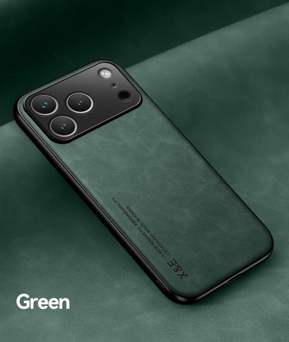 Ultra Thin Luxury Leather Phone Case For iPhone 17 Pro Max 17Air 17Pro 17 Silky Feel Soft Protective Cover For Car Holder green