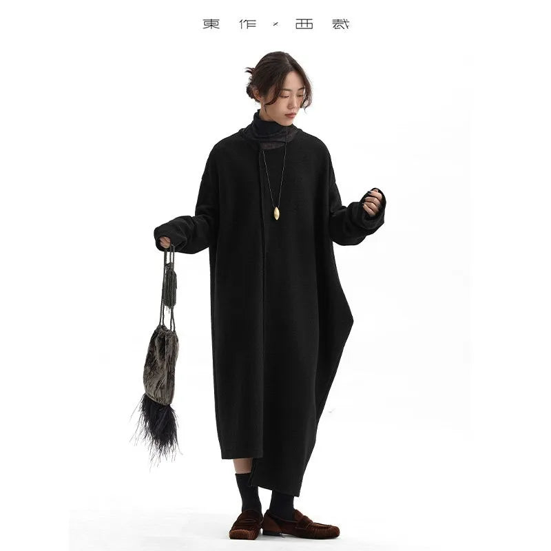 Niche Designer Style~ Wool Knit Dress, Women's Loose and Comfortable Long-Sleeve Dress, New Autumn and Winter Base Layer