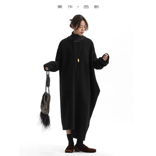 Niche Designer Style~ Wool Knit Dress, Women's Loose and Comfortable Long-Sleeve Dress, New Autumn and Winter Base Layer