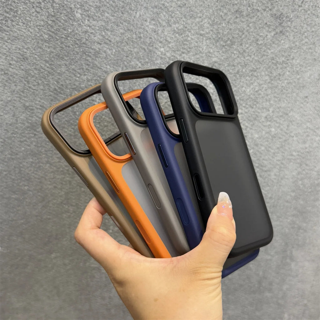 Luxury Double Color Matte Shockproof Phone Case For iPhone 17 Pro Max 17Air 17Pro Cases Metal Side Button PC+TPU Bumper Cover