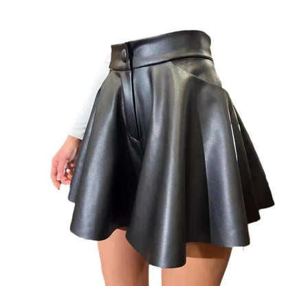 Women's High-Waisted PU Leather Pants Short Slim Fit Fashionable Casual Shorts for Autumn Winter Seasonal Wear