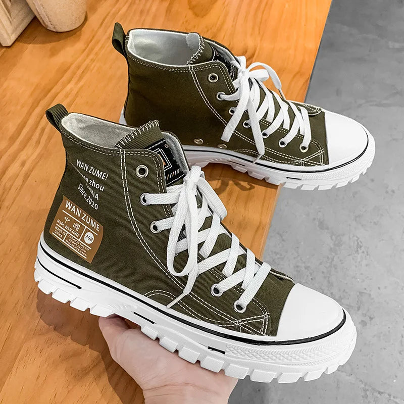 High-Top Men's Canvas Shoes Fashionable Casual Sport Sneakers for Teenagers And Adults All Seasons Available in Stock