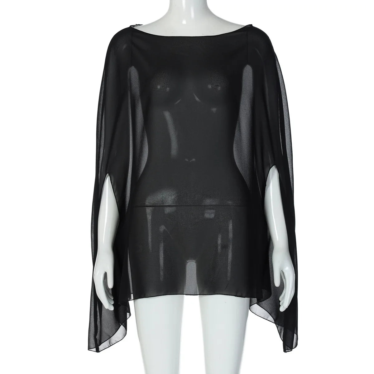 Elegant Sheer Chiffon Blouse black