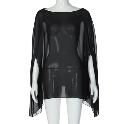 Elegant Sheer Chiffon Blouse black