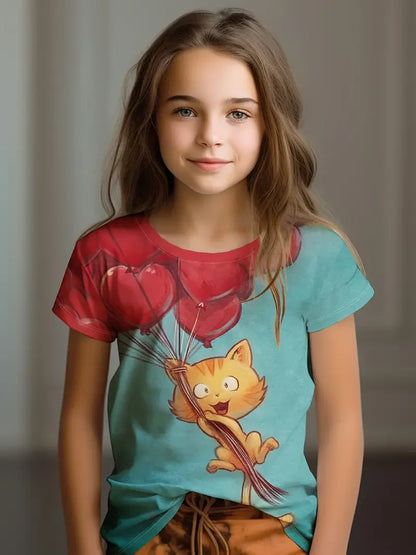 Kawaii Cat Cartoon T-Shirt S35TX3381 CHINA