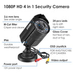1080P HD Night Vision Security Camera - 4 in 1 Wired CCTV for Home & Office, Outdoor Bullet Design