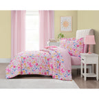 Pink Wildflower 7-Piece Bedding Set for Girls - Full Size