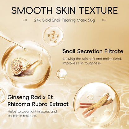 COMFORTH 24K Gold Snail Tearing Mask for deep cleansing, with snail secretion filtrate and ginseng extract.