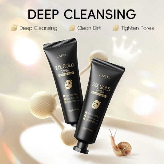 COMFORTH 24K Gold Snail Tearing Mask for deep cleansing, pore tightening, and oil control. Black tube packaging.