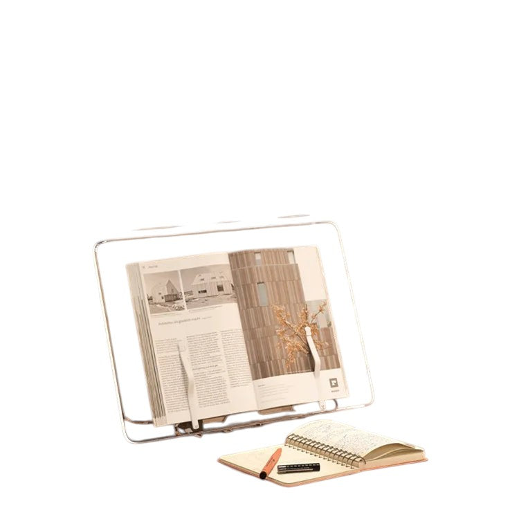 COMFORTH clear acrylic book stand for hands-free reading, adjustable and foldable for study or office use.