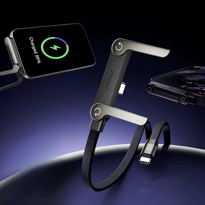 COMFORTH dark grey adjustable charging cable stand for mobile devices, 240W fast charging, braided cable.