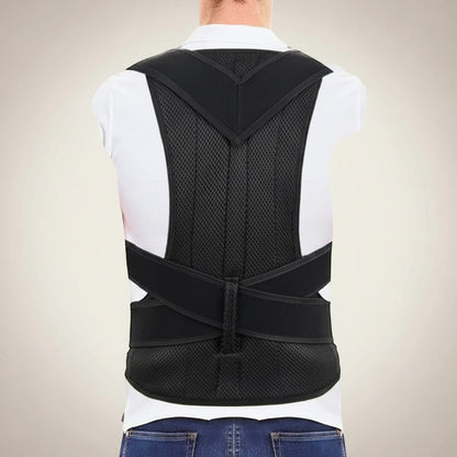 COMFORTH adjustable black mesh posture corrector back brace with X-strap support and two support plates.
