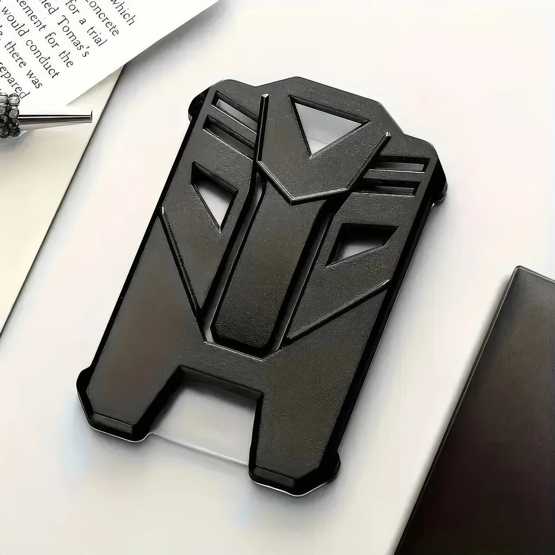 COMFORTH black Autobot logo retractable ID card badge holder with carabiner clip