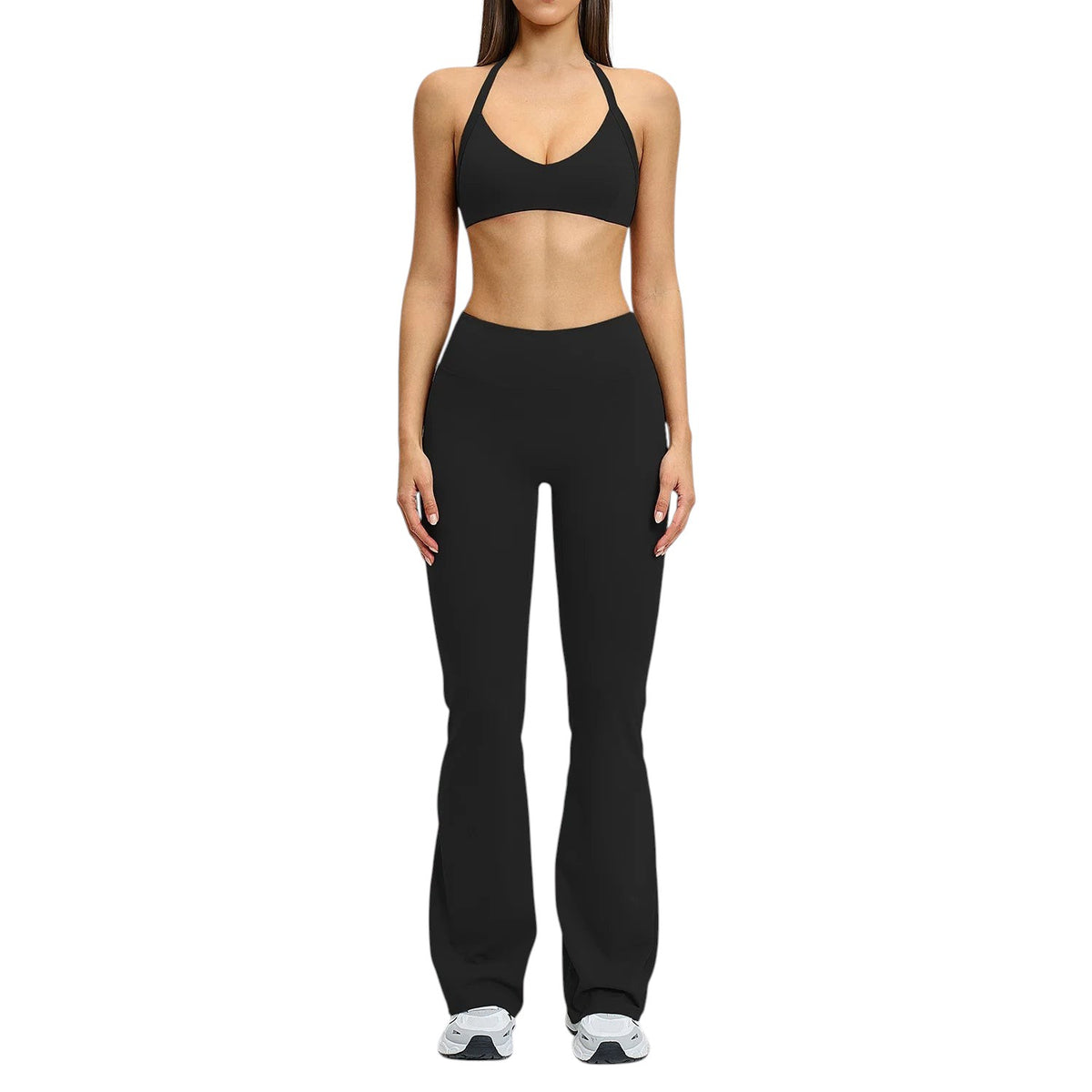 Comfort Women's High Waisted Flare Yoga Pants Advanced Black Set
