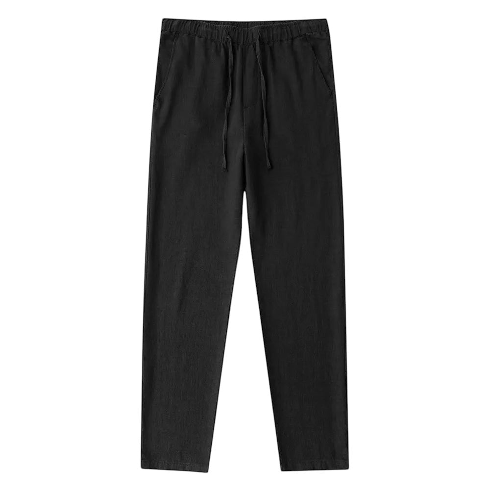 COMFORTH black linen blend drawstring casual pants with side pockets