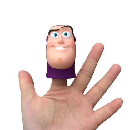 COMFORTH Buzz Lightyear finger puppet toy with purple helmet and blue eyes, made of durable material.