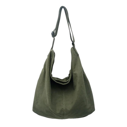COMFORT olive green canvas shoulder tote bag with adjustable strap, perfect for everyday use.