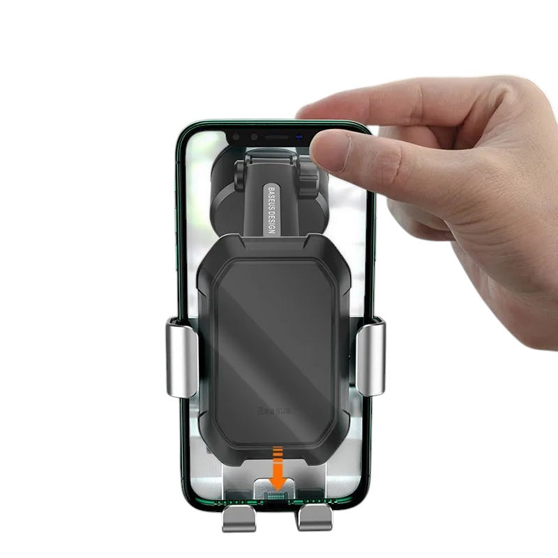COMFORT black gravity car phone holder mount with adjustable clamp and anti-drop features