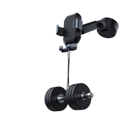 COMFORT black ABS and metal gravity linkage car phone holder mount with adjustable arm and anti-drop features.