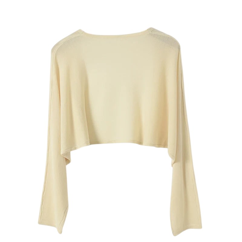 COMFORT cream knit ice silk long sleeve cropped sun protection cover up for women