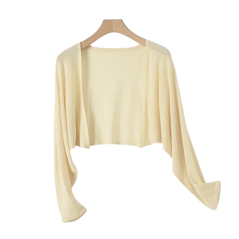 COMFORT cream knitted ice silk sun protection cover up cardigan with long sleeves