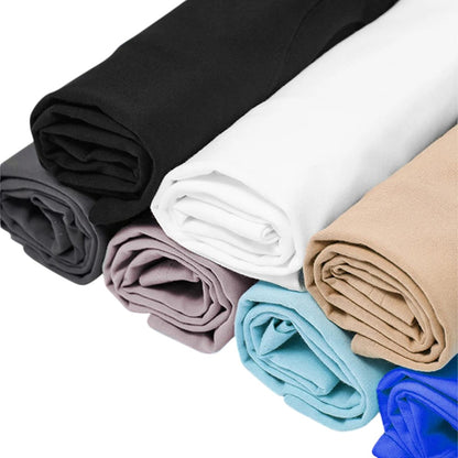 COMFORT crew neck short sleeve t-shirts in black, white, grey, mauve, blue, and tan. Cotton blend multipack.