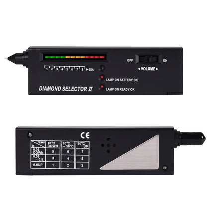 COMFORTH Professional Diamond Selector II tester pen with LED display and audio indicators for jewelry inspection.