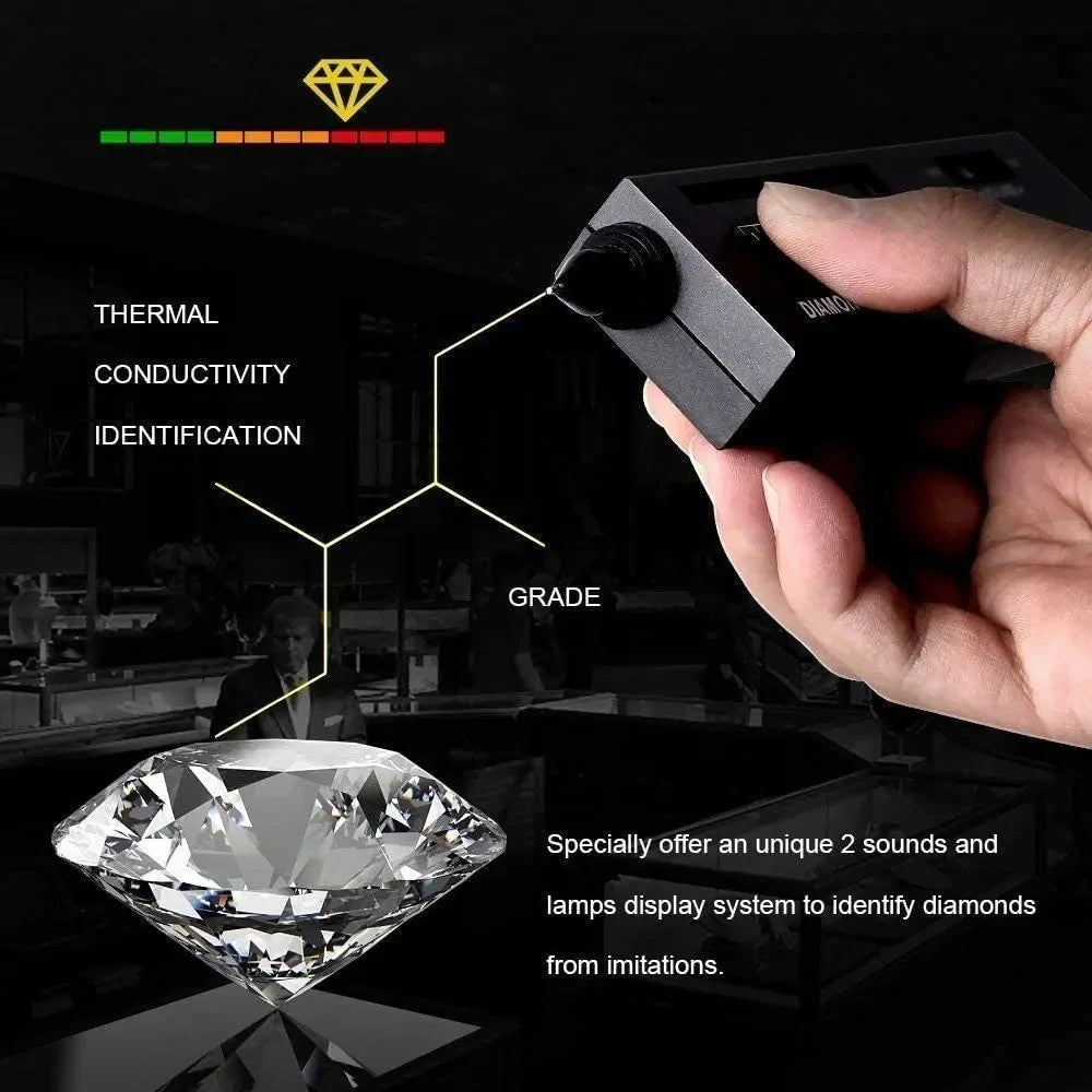 COMFORT professional diamond tester pen with LED display, testing thermal conductivity for identification and grade. Features audio and light indicators.
