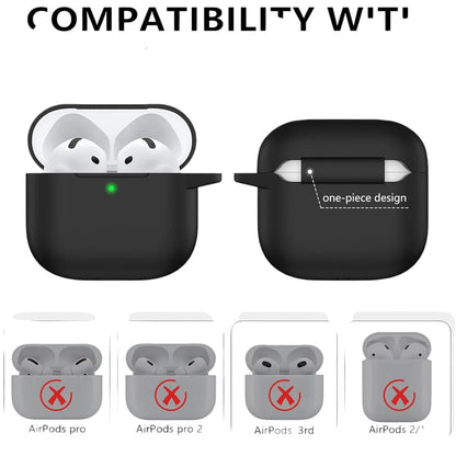 COMFORTH black silicone earbud charging case with keychain and cleaning pen, compatible with AirPods Pro, Pro 2, 3rd, and 2/1.