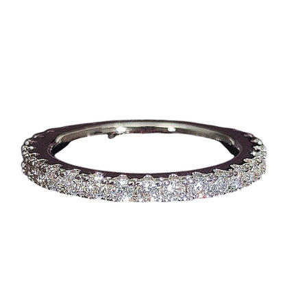 COMFORT sterling silver eternity band ring with cubic zirconia stones, perfect for stacking or as a statement piece.