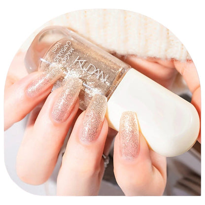 COMFORTH 10ml glitter nail polish in champagne gold, water-based peel-off formula.