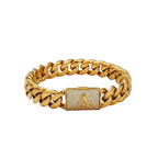 Men's Gold Cuban Link Bracelet With Paved Clasp