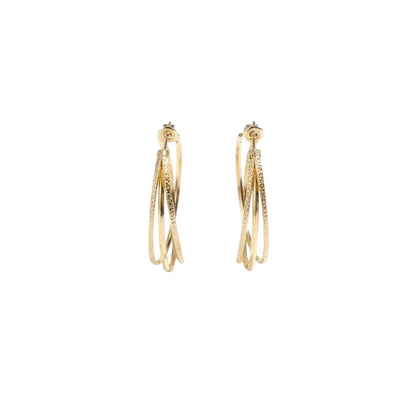 COMFORTH Gold multi-layered hoop earrings with textured finish. Elegant, lightweight metal design for women.