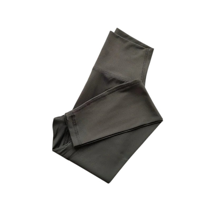 Comfort women's high-waisted activewear leggings in a dark grey, moisture-wicking fabric.