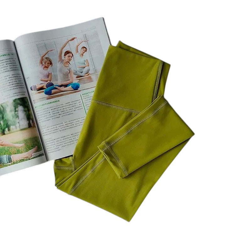 COMFORT women's high-waisted olive green activewear leggings with a flattering fit and soft, second-skin feel.