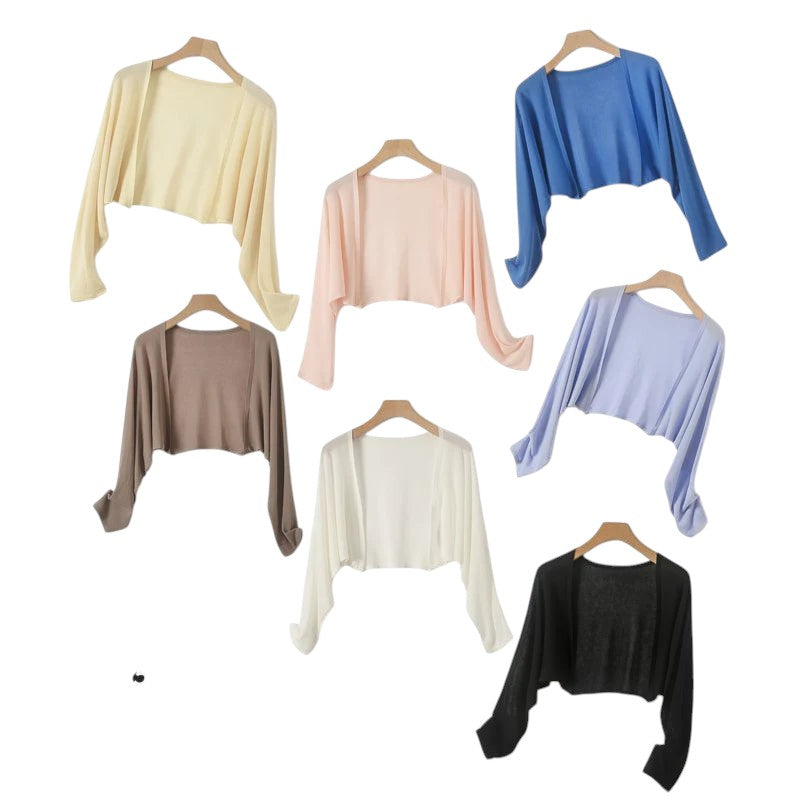 COMFORTH women's long sleeve knitted ice silk sun protection cover-up cardigan in various colors