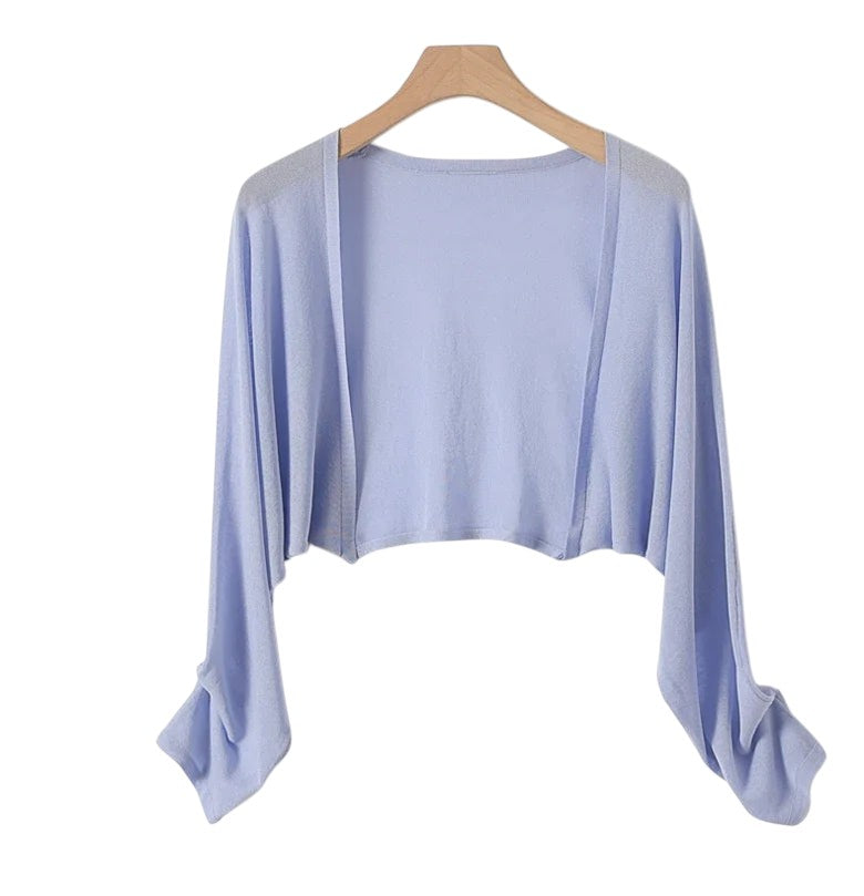 COMFORTH women's light purple ice silk knitted sun protection cover-up cardigan, loose fit, short length.