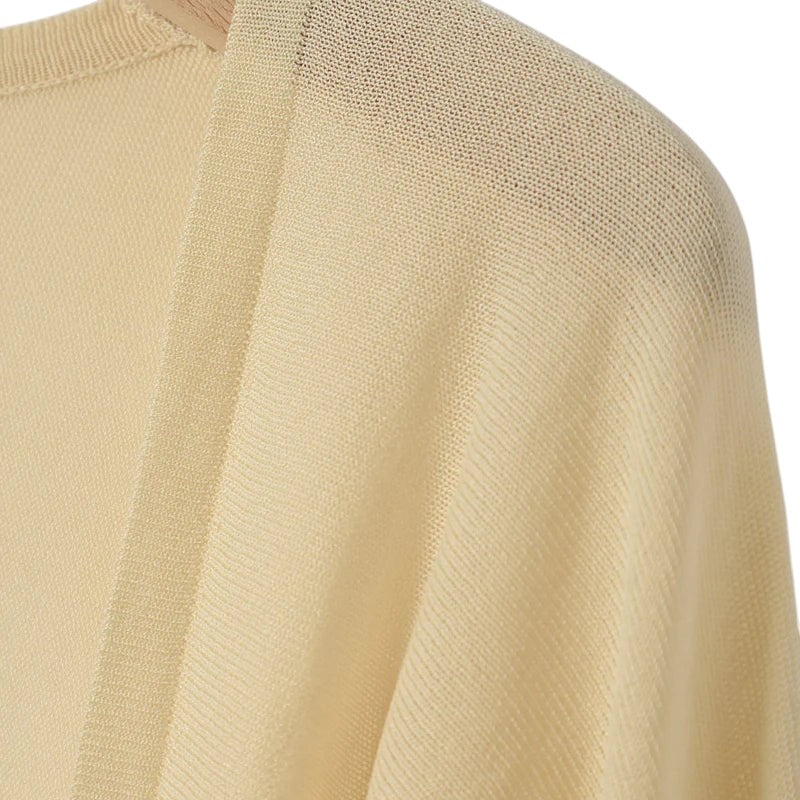 COMFORT light yellow knitted ice silk long sleeve sun protection cover up cardigan for women