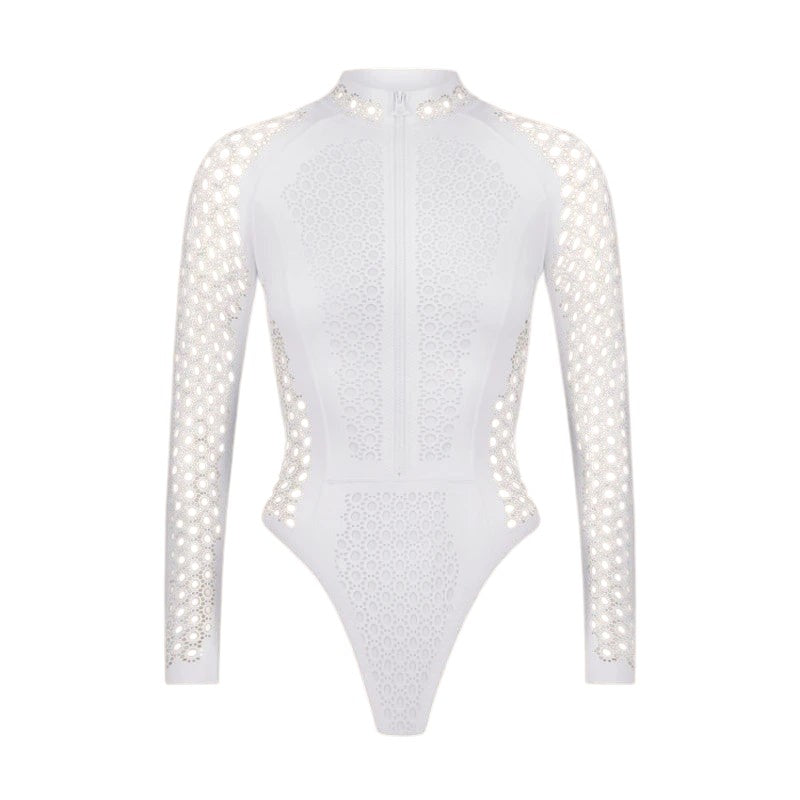 Long Sleeve Lace One Piece Swimsuit