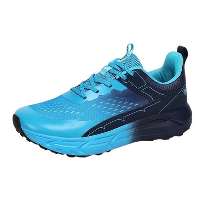 COMFORTH Men's blue mesh athletic running shoes with gradient dark blue sole and white accents.