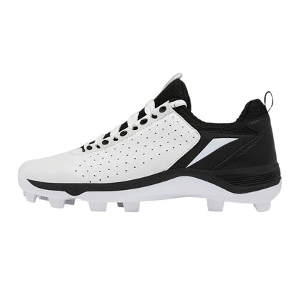 COMFORTH Men's white and black athletic cleats with perforated synthetic leather upper and advanced cleat plate.